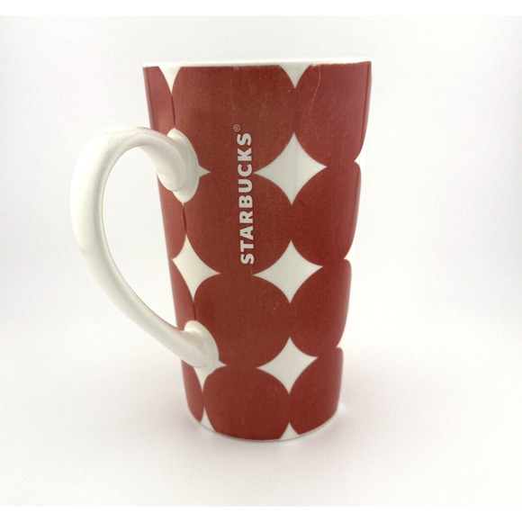 Starbucks 14 oz Coffee Cup Travel Mug No Lid Red large Polka Dots 2018 FADED - Picture 2 of 11